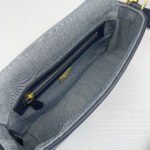 Blue Jacquard Monogram Shoulder Bag with Gold Clasp – Vintage-Inspired Structured Crossbody Purse