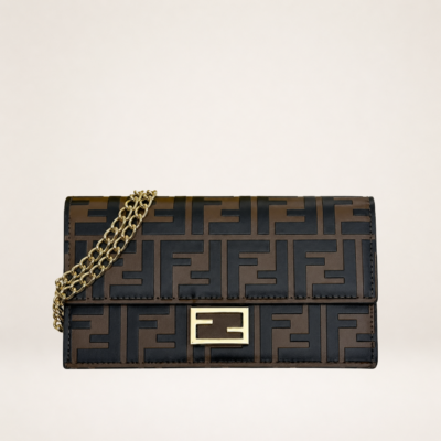 Luxury Embossed Leather Continental Wallet with Chain Strap – Elegant Long Clutch Crossbody for Women