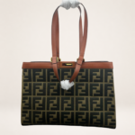 Luxury FF Monogram Canvas Medium Tote Bag with Leather Trim – Structured Designer Shoulder Bag