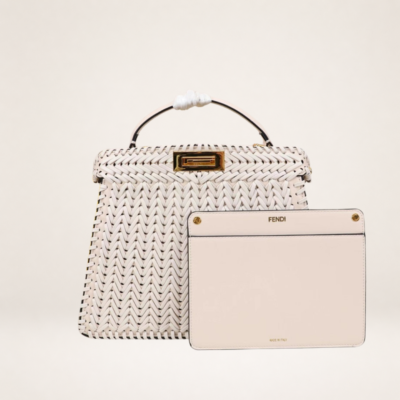 Luxury Woven Leather Top Handle Bag with Detachable Strap – Elegant Structured Crossbody & Handbag for Women