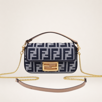 Luxury Monogram Mini Baguette Bag with Gold Chain & Top Handle – Chic Designer-Inspired Crossbody Purse
