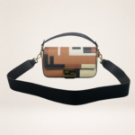 Luxury Geometric Colorblock Leather Shoulder Bag with Detachable Strap – Designer Inspired Baguette Style