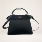 Mini Structured Leather Top Handle Bag with Turn-Lock Closure – Elegant Crossbody Satchel for Women