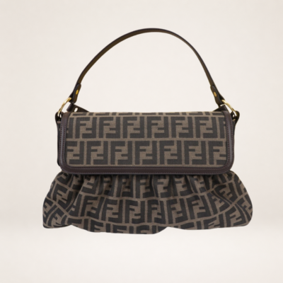 Vintage Zucca Monogram Canvas Shoulder Bag – Structured Flap Top Handle Crossbody Purse