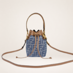 Luxury Mini Monogram Bucket Bag with Leather Trim – Elegant Crossbody Drawstring Purse for Women