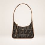 Mini FF Monogram Shoulder Bag – Vintage-Inspired Brown Canvas Top Handle Purse for Women