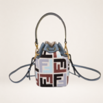 Luxury Monogram Mini Bucket Bag with Top Handle & Crossbody Strap – Designer-Inspired Canvas Drawstring Purse