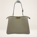 Luxury Structured Top Handle Leather Bag with Turn-Lock Closure – Elegant Designer Style Satchel Crossbody Purse for Women