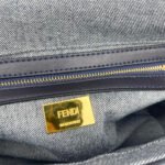 Blue Jacquard Monogram Shoulder Bag with Gold Clasp – Vintage-Inspired Structured Crossbody Purse